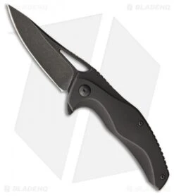 Brous Blades Exo Liner Lock Flipper Knife Black Ti (3.375" Acid Stonewash)