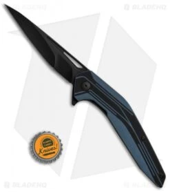 Brous Blades Hardwire Liner Lock Knife Blue/Black G-10 (4.25" Blackout) -Brous Blades Shop Brous Blades Hardwire Blue Black G 10 Blackout BHQ 68741 jr bottlecap