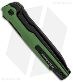 Brous Blades Icon Liner Lock Flipper Knife Green Blackout (3.25" Black) -Brous Blades Shop Brous Blades Icon LL Fliipper Green Blackout Black BHQ 85424 jr side