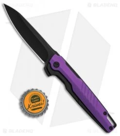 Brous Blades Icon Liner Lock Flipper Knife Purple Blackout (3.25" Black) -Brous Blades Shop Brous Blades Icon LL Fliipper Purple Blackout Black BHQ 85419 jr bottlecap
