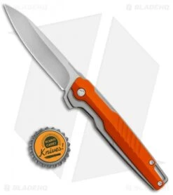 Brous Blades Icon Liner Lock Flipper Knife Orange (3.25" Stonewash) -Brous Blades Shop Brous Blades Icon LL Flipper Orange SW BHQ 85417 jr bottlecap