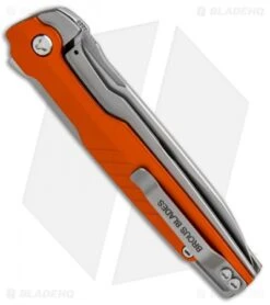 Brous Blades Icon Liner Lock Flipper Knife Orange (3.25" Stonewash) -Brous Blades Shop Brous Blades Icon LL Flipper Orange SW BHQ 85417 jr side