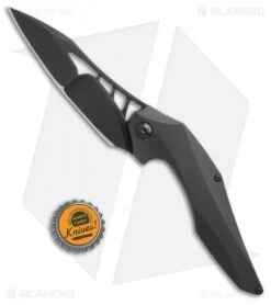 Brous Blades Isham Raven Flipper Frame Lock Knife Black Titanium (3.8" Blackout) -Brous Blades Shop Brous Blades Isham Raven BlackTi Blackout BHQ 52643 jr bottlecap