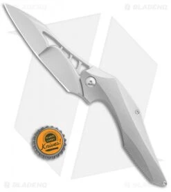 Brous Blades Isham Raven Flipper Frame Lock Knife Titanium (3.8" Stonewash) -Brous Blades Shop Brous Blades Isham Raven Ti SW BHQ 52642 jr bottlecap 2