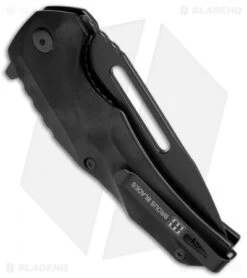 Brous Blades & Mikkel Willumsen Reloader Flipper Knife Black Al (3.6" Black) -Brous Blades Shop Brous Blades Mikkel Willumsen Reloader Black Al Black BHQ 72245 jr side