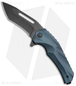 Brous Blades & Mikkel Willumsen Reloader Flipper Knife Blue Al (3.6" Black)