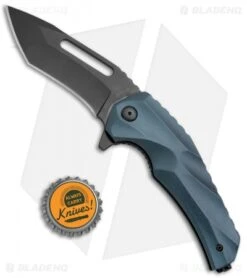 Brous Blades & Mikkel Willumsen Reloader Flipper Knife Blue Al (3.6" Black) -Brous Blades Shop Brous Blades Mikkel Willumsen Reloader Blue Al Black BHQ 72243 jr bottlecap