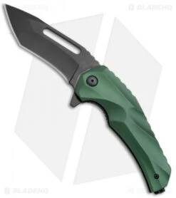 Brous Blades & Mikkel Willumsen Reloader Flipper Knife Green Al (3.6" Black)