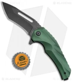 Brous Blades & Mikkel Willumsen Reloader Flipper Knife Green Al (3.6" Black) -Brous Blades Shop Brous Blades Mikkel Willumsen Reloader Green Al Black BHQ 72244 jr bottlecap