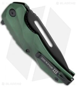 Brous Blades & Mikkel Willumsen Reloader Flipper Knife Green Al (3.6" Black) -Brous Blades Shop Brous Blades Mikkel Willumsen Reloader Green Al Black BHQ 72244 jr side