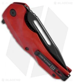 Brous Blades & Mikkel Willumsen Reloader Flipper Knife Red Al (3.6" Acid SW) -Brous Blades Shop Brous Blades Mikkel Willumsen Reloader Red Al Acid SW BHQ 72247 jr side
