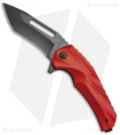 Brous Blades & Mikkel Willumsen Reloader Flipper Knife Red Al (3.6" Black)