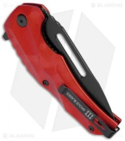 Brous Blades & Mikkel Willumsen Reloader Flipper Knife Red Al (3.6" Black) -Brous Blades Shop Brous Blades Mikkel Willumsen Reloader Red Al Black BHQ 72257 jr side