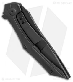 Brous Blades Razorback Frame Lock Flipper Knife Black Titanium (3" Blackout) -Brous Blades Shop Brous Blades Razorback black ti blackout BHQ 52587 er side