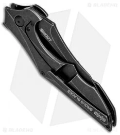 Brous Blades Snody Ante Up Frame Lock Flipper Knife Ti (3.5" Black Acid SW) -Brous Blades Shop Brous Blades Snody Ante Up Ti Black Acid SW BHQ 71237 jr side