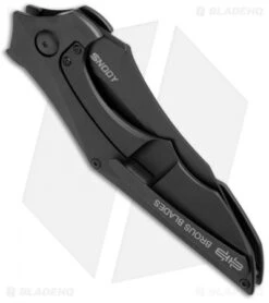 Brous Blades Snody Ante Up Frame Lock Flipper Knife Ti (3.5" Blackout) -Brous Blades Shop Brous Blades Snody Ante Up Ti Blackout BRB173 BHQ 71937 jr side