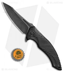Brous Blades Tanium Design T4 Flipper Knife Black Aluminum (4" Acid SW) -Brous Blades Shop Brous Blades Tanium Design T4 Black Aluminum Acid SW BHQ 80234 jr bottlecap