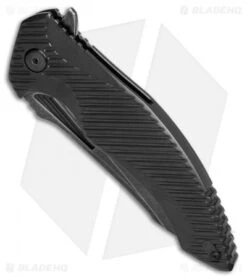 Brous Blades Tanium Design T4 Flipper Knife Black Aluminum (4" Acid SW) -Brous Blades Shop Brous Blades Tanium Design T4 Black Aluminum Acid SW BHQ 80234 jr spine