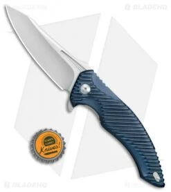 Brous Blades Tanium Design T4 Flipper Knife Blue Aluminum (4" Stonewash) -Brous Blades Shop Brous Blades Tanium Design T4 Blue Aluminum SW BHQ 80237 jr bottlecap