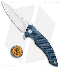 Brous Blades Tanium Design T4 Flipper Knife Blue Aluminum (4" Satin) -Brous Blades Shop Brous Blades Tanium Design T4 Blue Aluminum Satin BHQ 80236 jr bottlecap