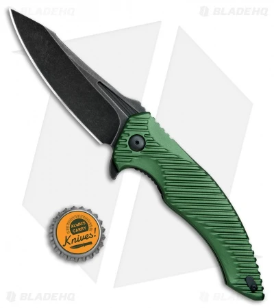 Brous Blades Tanium Design T4 Flipper Knife Green Aluminum (4" Black ASW) 6 Brous Blades Tanium Design T4 Flipper Knife Green Aluminum (4" Black ASW) - Image 4