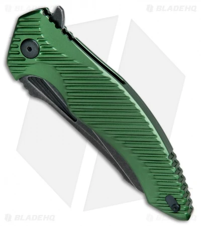 Brous Blades Tanium Design T4 Flipper Knife Green Aluminum (4" Black ASW) 4 Brous Blades Tanium Design T4 Flipper Knife Green Aluminum (4" Black ASW) - Image 2