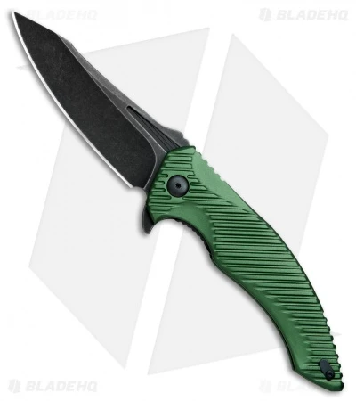 Brous Blades Tanium Design T4 Flipper Knife Green Aluminum (4" Black ASW) 3 Brous Blades Tanium Design T4 Flipper Knife Green Aluminum (4" Black ASW)