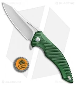 Brous Blades Tanium Design T4 Flipper Knife Green Aluminum (4" Stonewash) -Brous Blades Shop Brous Blades Tanium Design T4 Green Aluminum SW BHQ 80241 jr bottlecap