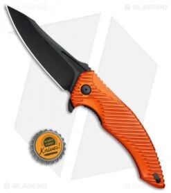 Brous Blades Tanium Design T4 Flipper Knife Orange Aluminum (4" Blackout) -Brous Blades Shop Brous Blades Tanium Design T4 Orange Aluminum Blackout BHQ 80246 jr bottlecap