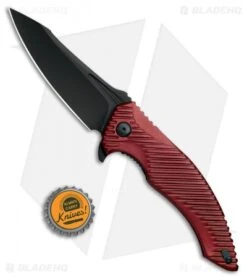 Brous Blades Tanium Design T4 Flipper Knife Red Aluminum (4" Blackout) -Brous Blades Shop Brous Blades Tanium Design T4 Red Aluminum Blackout BHQ 80250 jr bottlecap