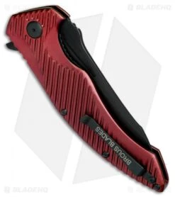 Brous Blades Tanium Design T4 Flipper Knife Red Aluminum (4" Blackout) -Brous Blades Shop Brous Blades Tanium Design T4 Red Aluminum Blackout BHQ 80250 jr side