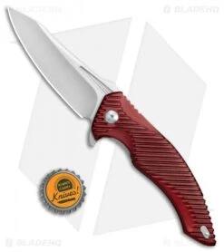 Brous Blades Tanium Design T4 Flipper Knife Red Aluminum (4" Stonewash) -Brous Blades Shop Brous Blades Tanium Design T4 Red Aluminum SW BHQ 80249 jr bottlecap