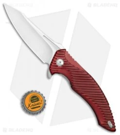 Brous Blades Tanium Design T4 Flipper Knife Red Aluminum (4" Satin) -Brous Blades Shop Brous Blades Tanium Design T4 Red Aluminum Satin BHQ 80248 jr bottlecap