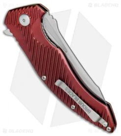 Brous Blades Tanium Design T4 Flipper Knife Red Aluminum (4" Satin) -Brous Blades Shop Brous Blades Tanium Design T4 Red Aluminum Satin BHQ 80248 jr side
