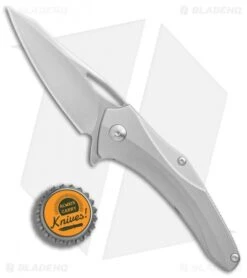 Brous Blades Virtue Flipper Liner Lock Knife Titanium (3.25" Satin) -Brous Blades Shop Brous Blades Virtue Flipper ti satin BHQ 75012 er bottlecap