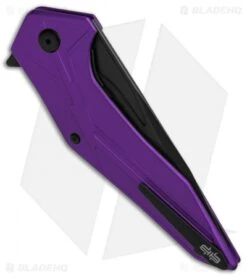 Brous Blades Tyrant Liner Lock Flipper Knife Purple (4" Black) -Brous Blades Shop Brous Tyrant LL Flipper Black Purple BHQ 50549 jr side