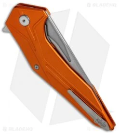 Brous Blades Tyrant Liner Lock Flipper Knife Orange (4" Stonewash) -Brous Blades Shop Brous Tyrant LL Flipper SW Orange BHQ 50546 jr side