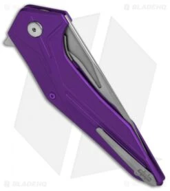 Brous Blades Tyrant Liner Lock Flipper Knife Purple (4" Stonewash) -Brous Blades Shop Brous Tyrant LL Flipper SW Purple BHQ 50550 jr side