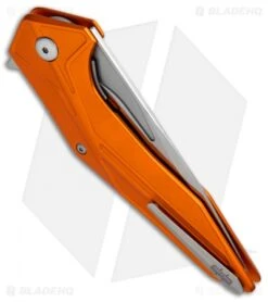 Brous Blades Tyrant Liner Lock Flipper Knife Orange (4" Satin) -Brous Blades Shop Brous Tyrant LL Flipper Satin Orange BHQ 50547 jr side