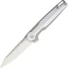 Brous Blades Icon Flipper Folding Knife, D2 Satin, Aluminum Grey, 238