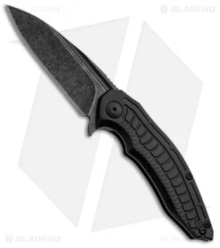 Brous Blades Bionic Flipper Knife Black Aluminum (3" Acid Wash)