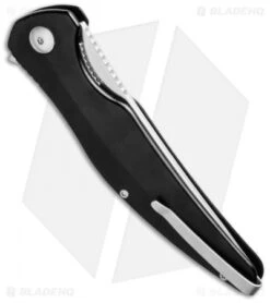 Brous Blades Sniper Flipper Liner Lock Knife Black Aluminum (3.75" Satin) -Brous Blades Shop brous blades black sniper satin side cm