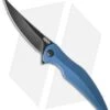 Brous Blades Sniper Flipper Liner Lock Knife Blue Aluminum (3.75" Acid SW) -Brous Blades Shop brous blades blue sniper acid stonewash cm