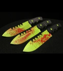 Brous Blades Coroner Knife Zombie Green Fixed Blade (6.25" Plain) Limited -Brous Blades Shop brous blades coroner zombie green knife 2