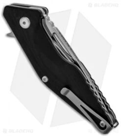 Brous Blades Mini Division Flipper Knife Black G-10 (3.5" Satin) -Brous Blades Shop brous blades mini division black satin side