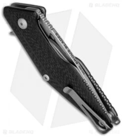 Brous Blades Mini Division Flipper Knife Blackout Carbon Fiber (3.5" Black) -Brous Blades Shop brous blades mini division cf sw back 1