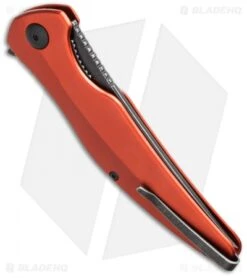 Brous Blades Sniper Flipper Liner Lock Knife Orange Aluminum (3.75" Acid SW) -Brous Blades Shop brous blades orange sniper acid stonewash side cm