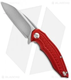 Brous Blades Bionic Flipper Knife Red Aluminum (3" Stonewash Plain)