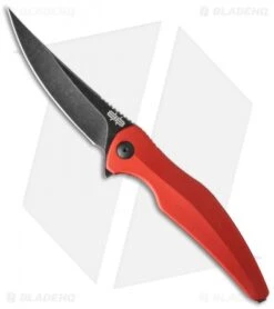 Brous Blades Sniper Flipper Liner Lock Knife Red Aluminum (3.75" Acid SW)