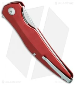 Brous Blades Sniper Flipper Liner Lock Knife Red Aluminum (3.75" Satin) -Brous Blades Shop brous blades red sniper satin side cm